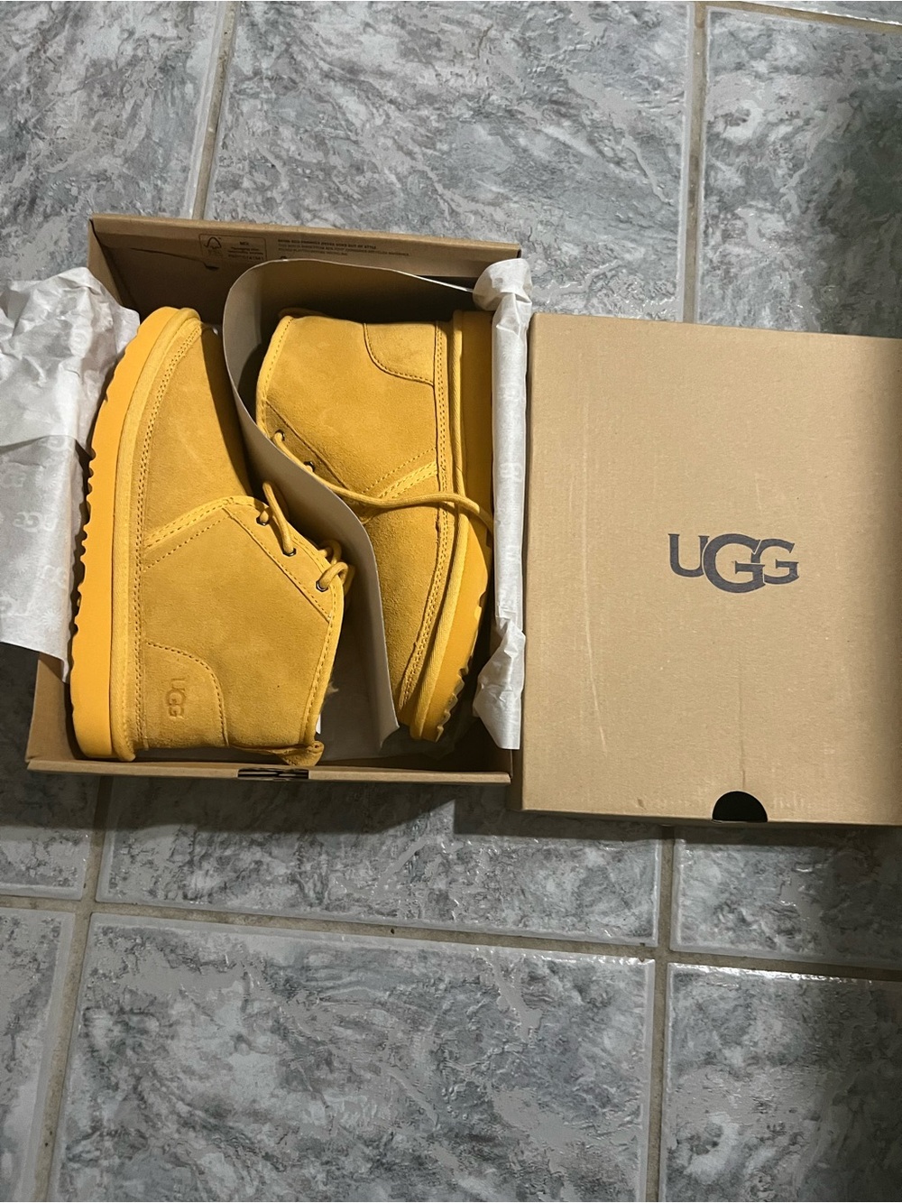 UGG Kids Mustard Yellow Suede Lace-Up Ankle Boots